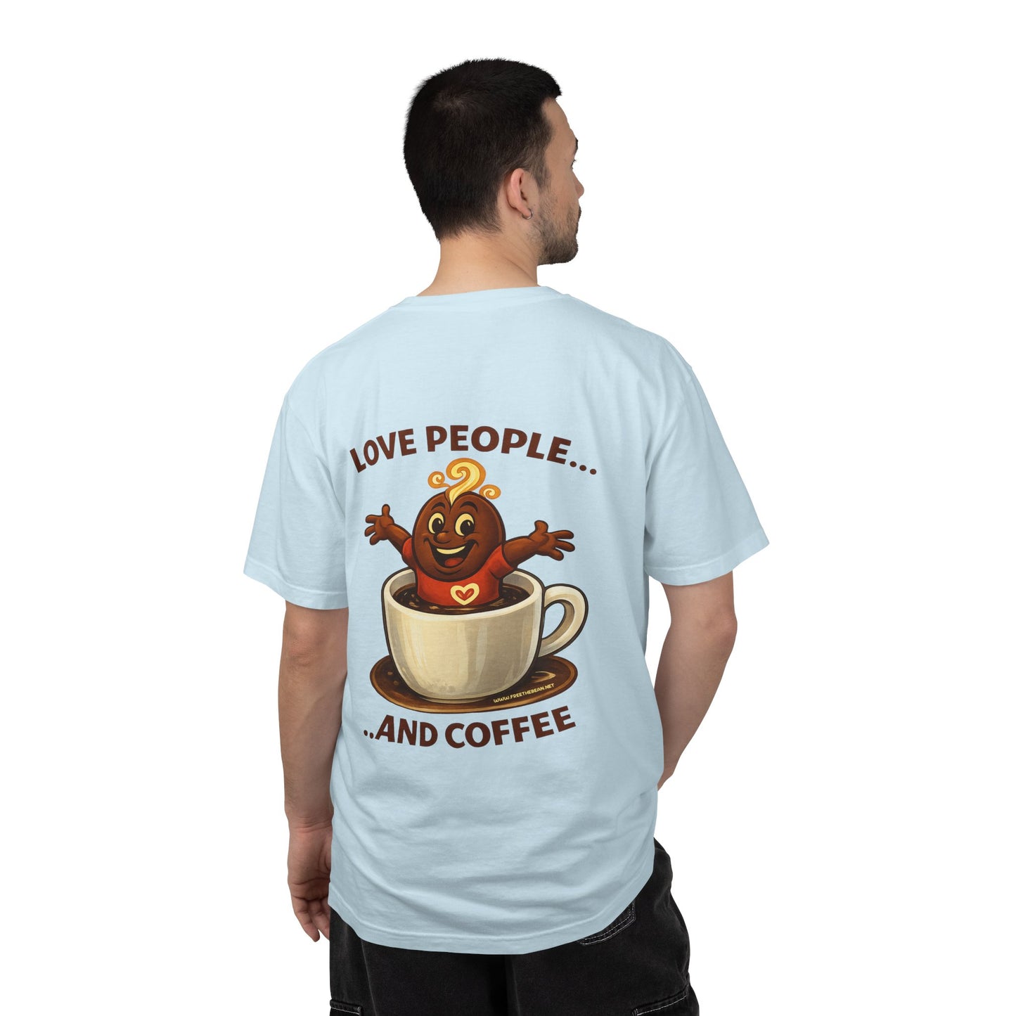 Coffee Lovers T-Shirt — “Love People... and Coffee” Cute Coffee Cup Design