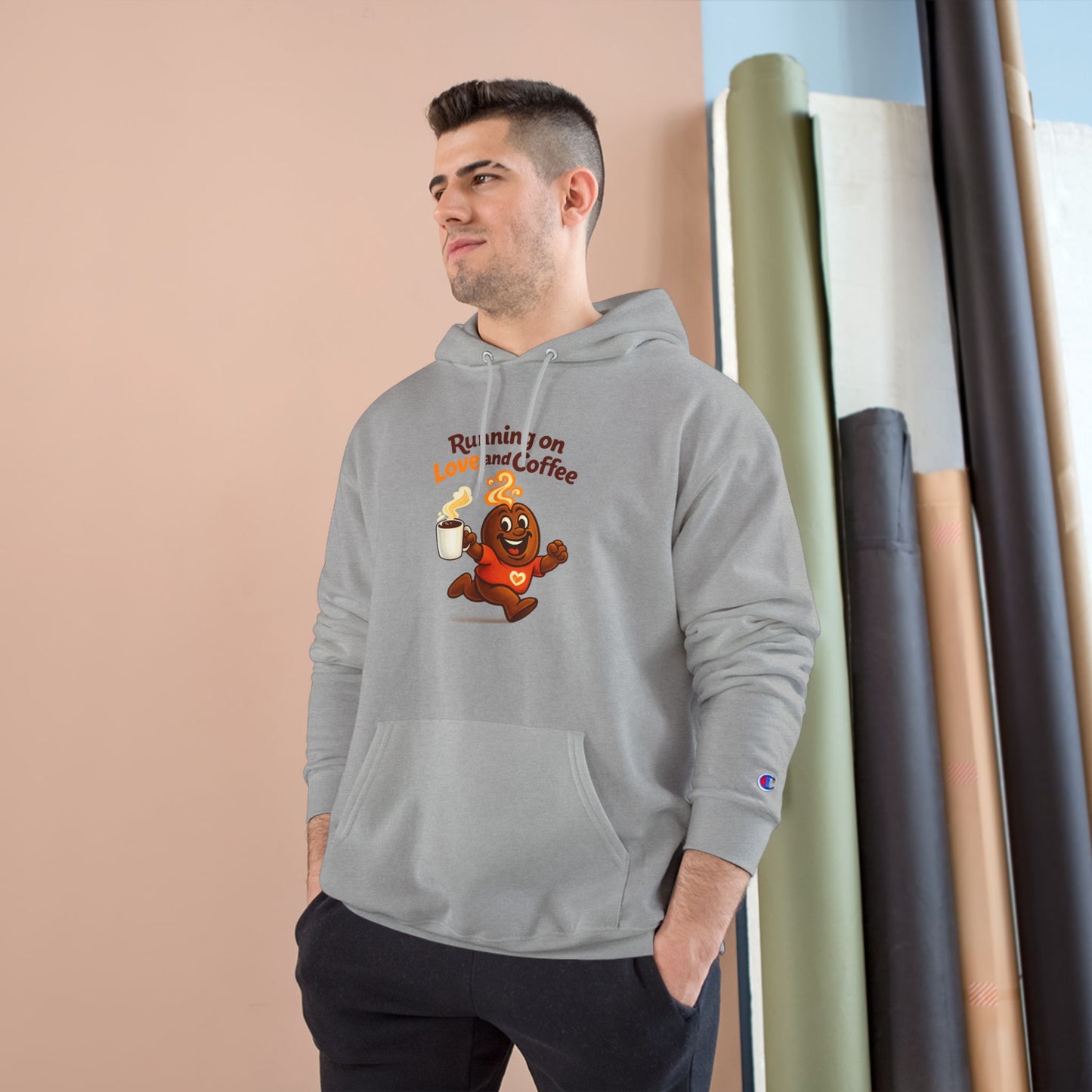 Free The Bean Running On Love & Coffee Unisex Champion Hoodie