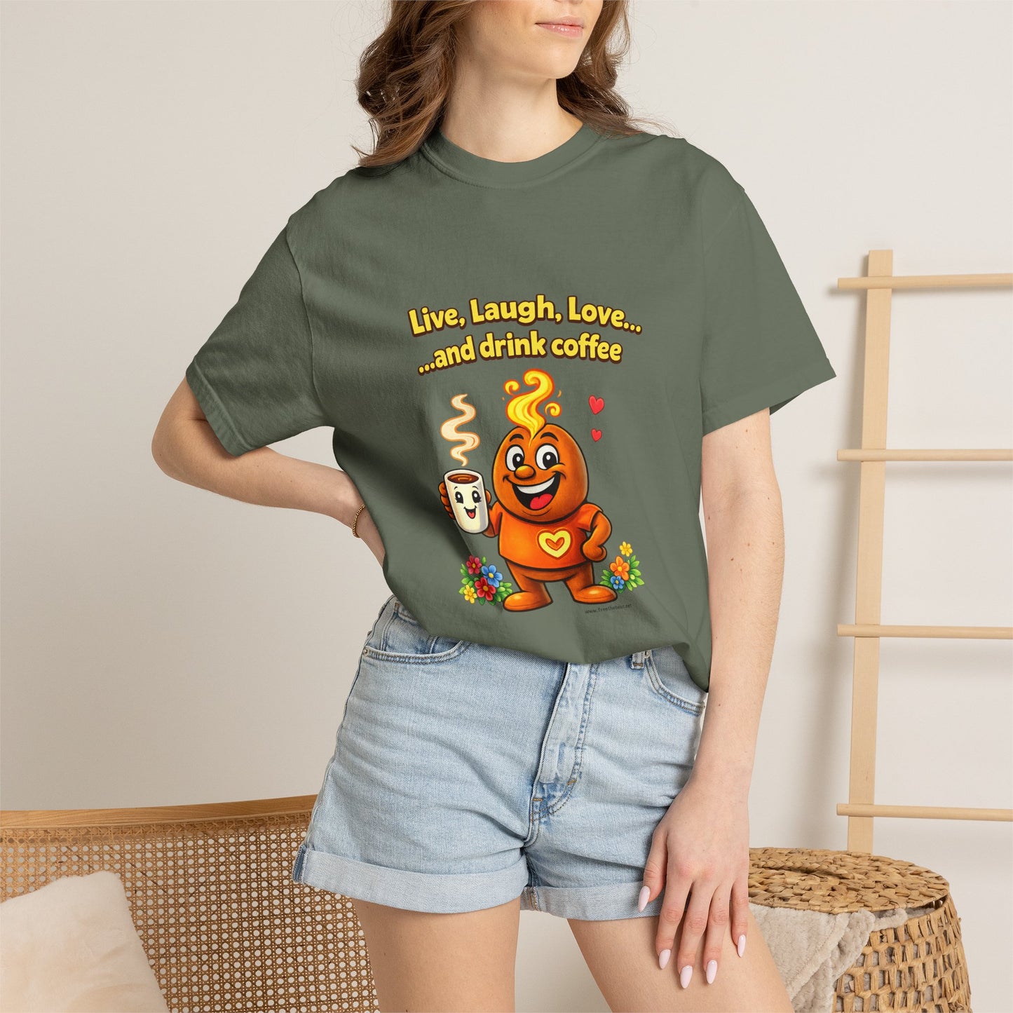 Live, Laugh, Love... and drink coffee — Comfort Colors Tee