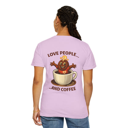 Coffee Lovers T-Shirt — “Love People... and Coffee” Cute Coffee Cup Design