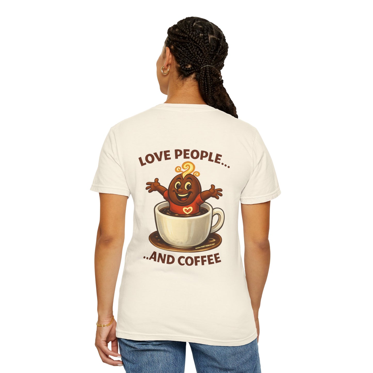 Coffee Lovers T-Shirt — “Love People... and Coffee” Cute Coffee Cup Design