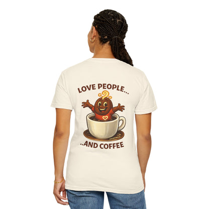 Coffee Lovers T-Shirt — “Love People... and Coffee” Cute Coffee Cup Design