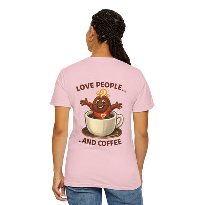 Coffee Lovers T-Shirt — “Love People... and Coffee” Cute Coffee Cup Design