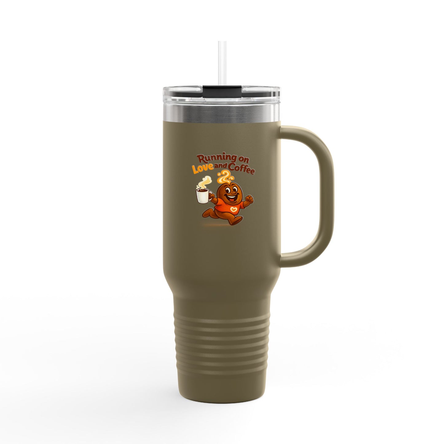Free The Bean Running On Love & Coffee Insulated Travel Mug, 40oz