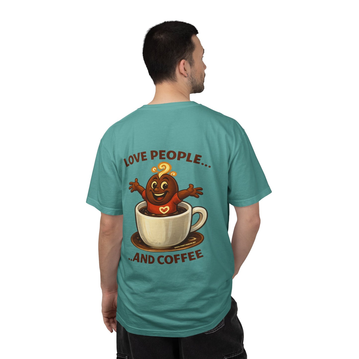 Coffee Lovers T-Shirt — “Love People... and Coffee” Cute Coffee Cup Design