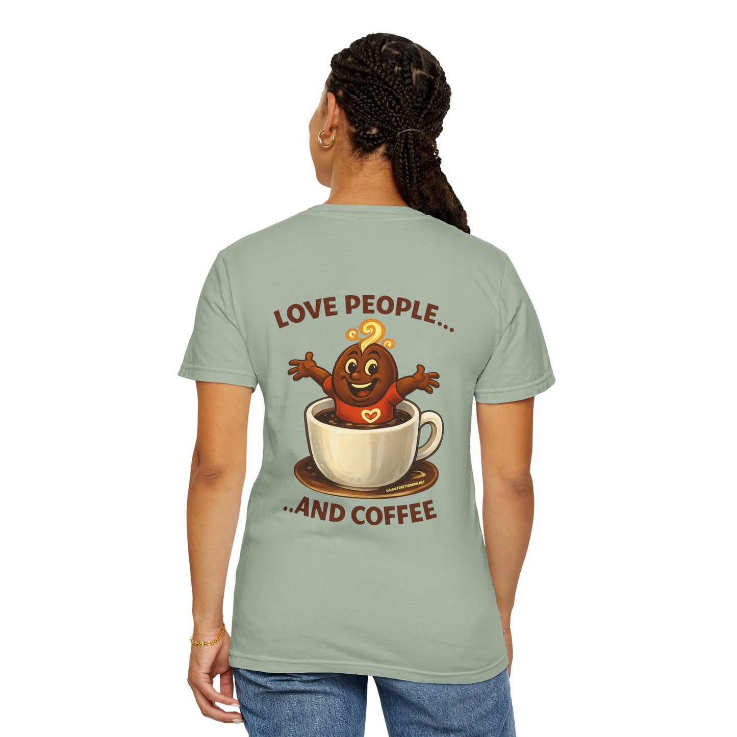 Coffee Lovers T-Shirt — “Love People... and Coffee” Cute Coffee Cup Design