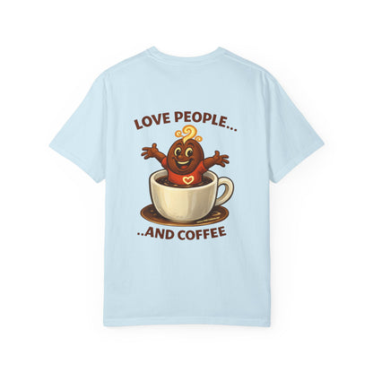 Coffee Lovers T-Shirt — “Love People... and Coffee” Cute Coffee Cup Design