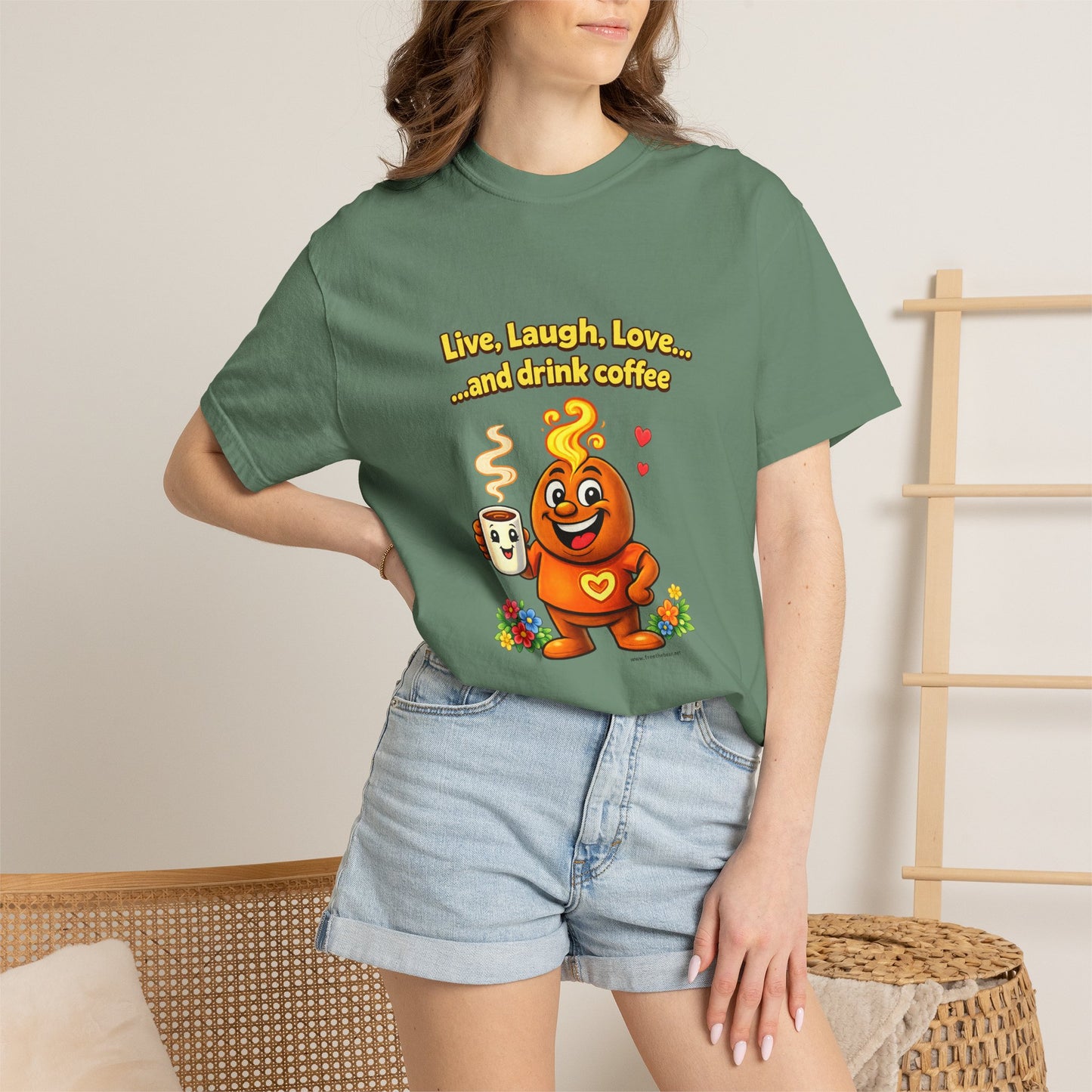 Live, Laugh, Love... and drink coffee — Comfort Colors Tee