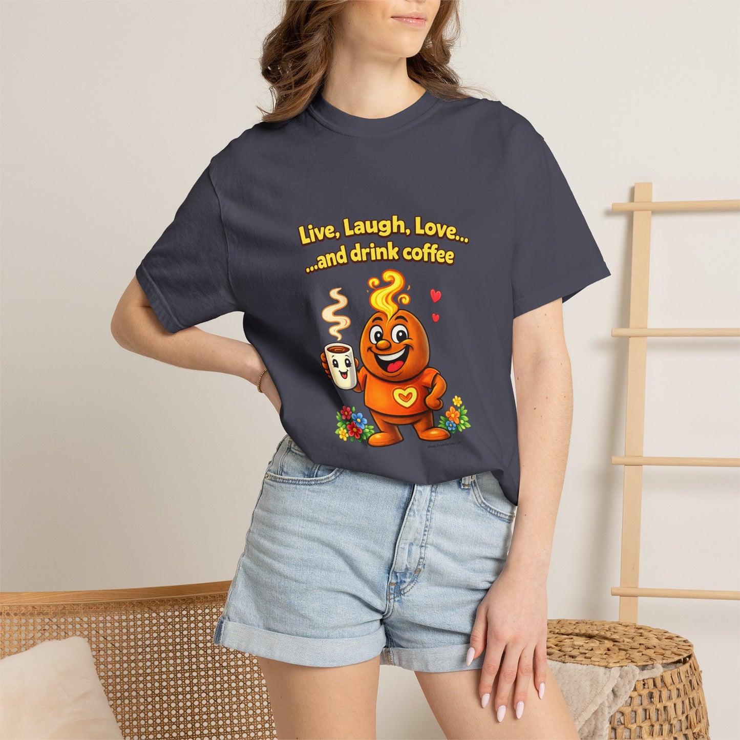Live, Laugh, Love... and drink coffee — Comfort Colors Tee