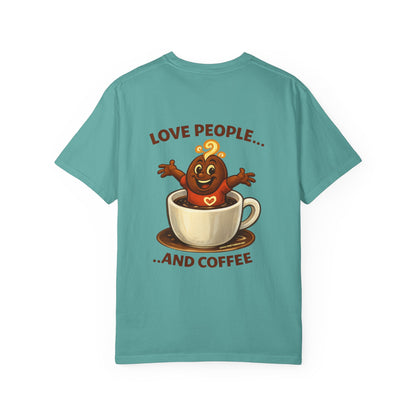 Coffee Lovers T-Shirt — “Love People... and Coffee” Cute Coffee Cup Design