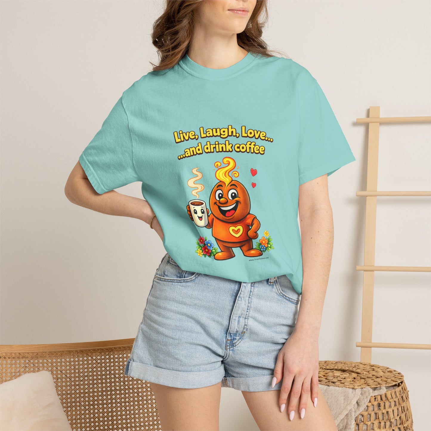 Live, Laugh, Love... and drink coffee — Comfort Colors Tee