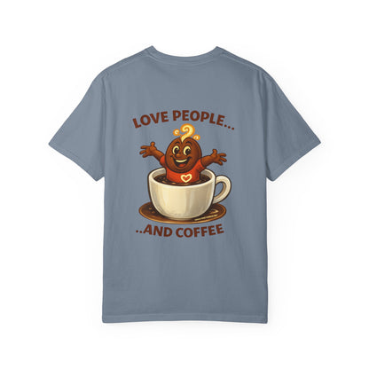 Coffee Lovers T-Shirt — “Love People... and Coffee” Cute Coffee Cup Design