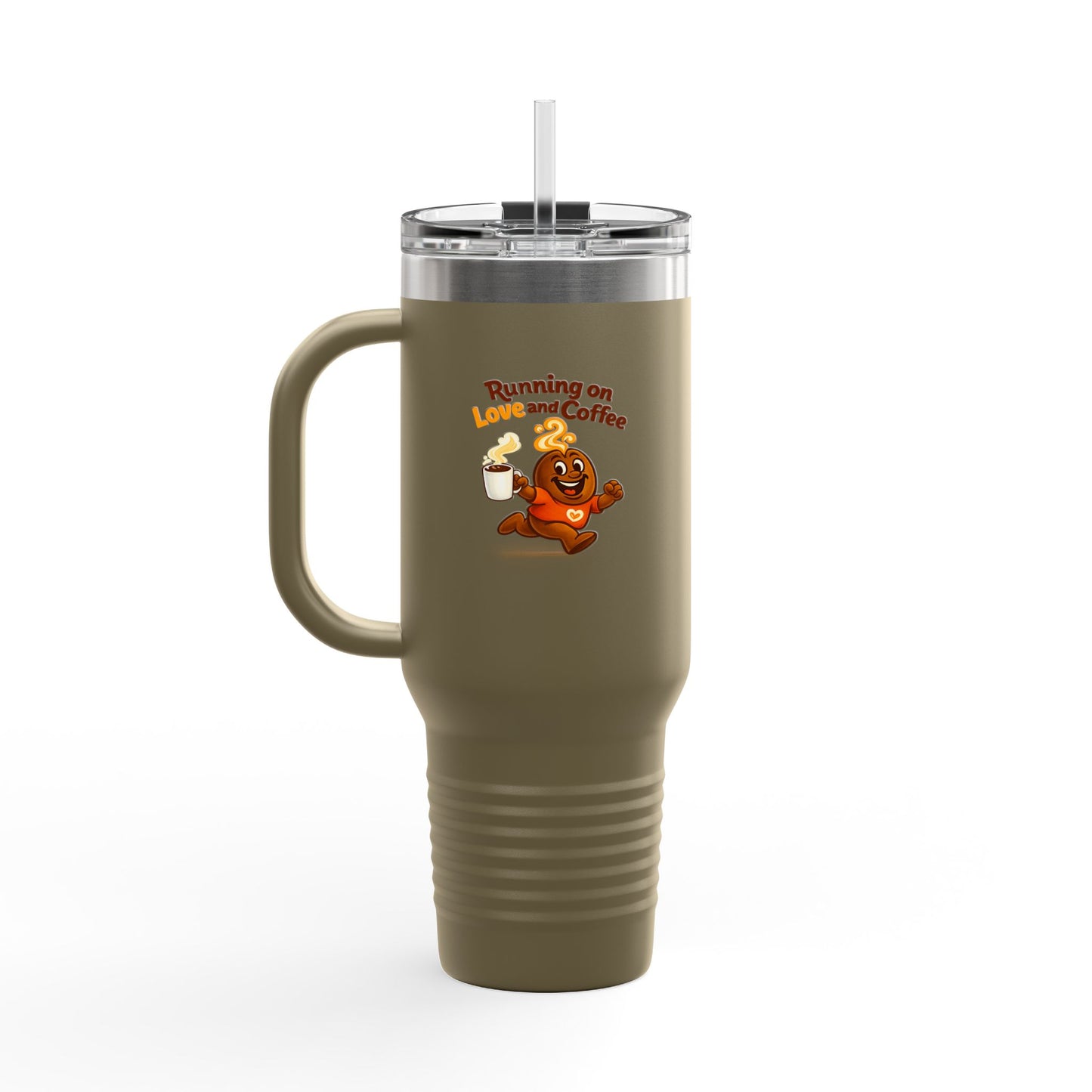 Free The Bean Running On Love & Coffee Insulated Travel Mug, 40oz