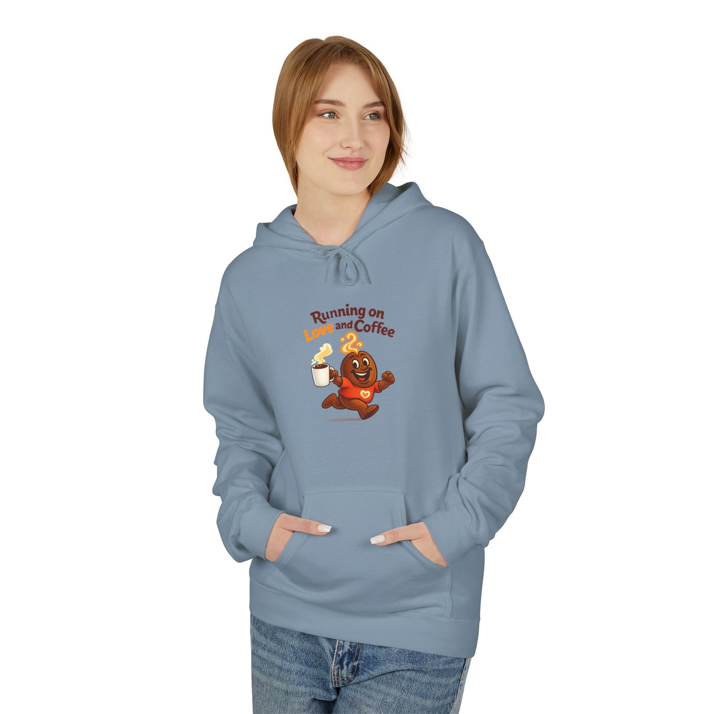 Free The Bean Running On Love & Coffee Unisex Fleece Hoodie