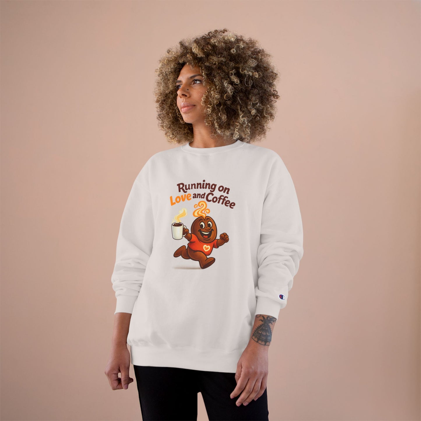 Free The Bean Running on Love & Coffee Unisex Crew Sweatshirt