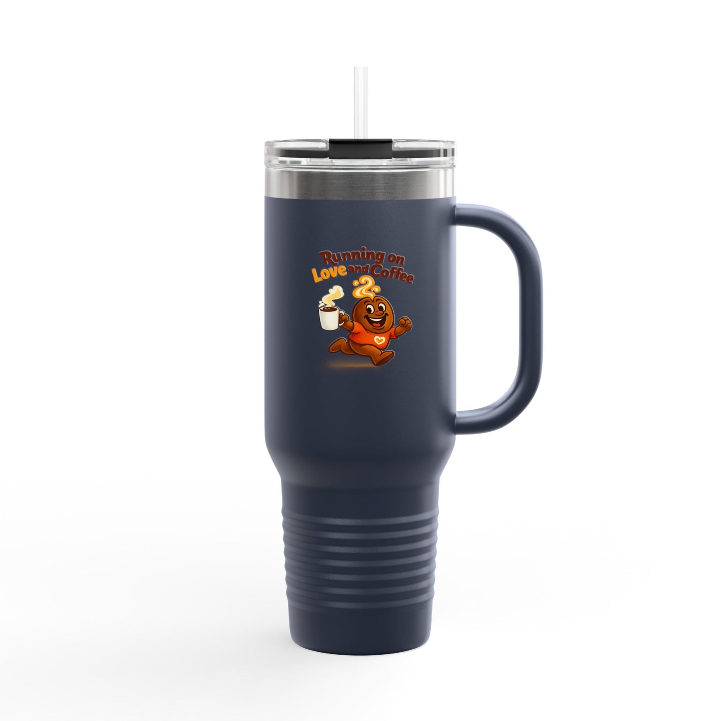 Free The Bean Running On Love & Coffee Insulated Travel Mug, 40oz