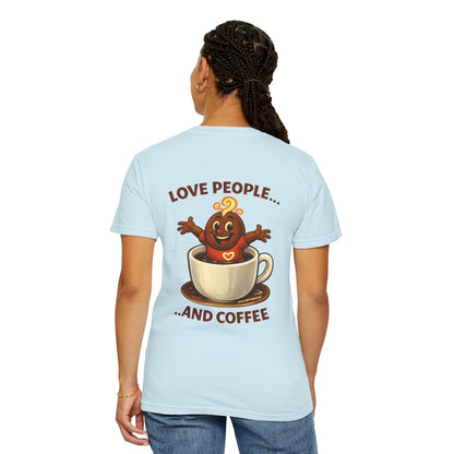 Coffee Lovers T-Shirt — “Love People... and Coffee” Cute Coffee Cup Design