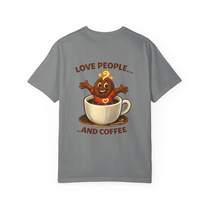 Coffee Lovers T-Shirt — “Love People... and Coffee” Cute Coffee Cup Design