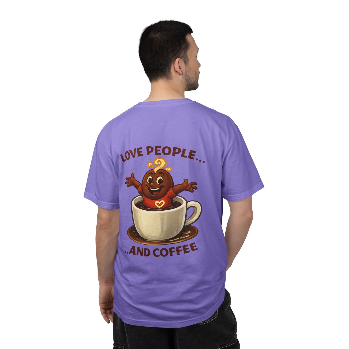 Coffee Lovers T-Shirt — “Love People... and Coffee” Cute Coffee Cup Design