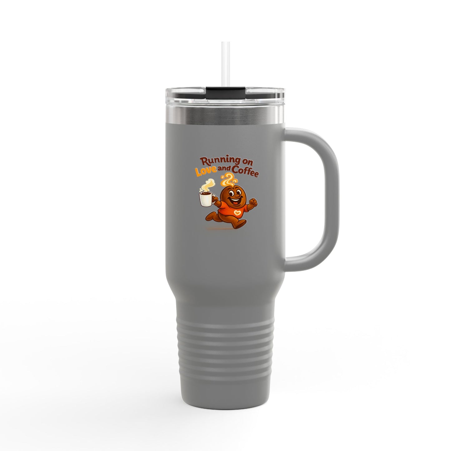 Free The Bean Running On Love & Coffee Insulated Travel Mug, 40oz