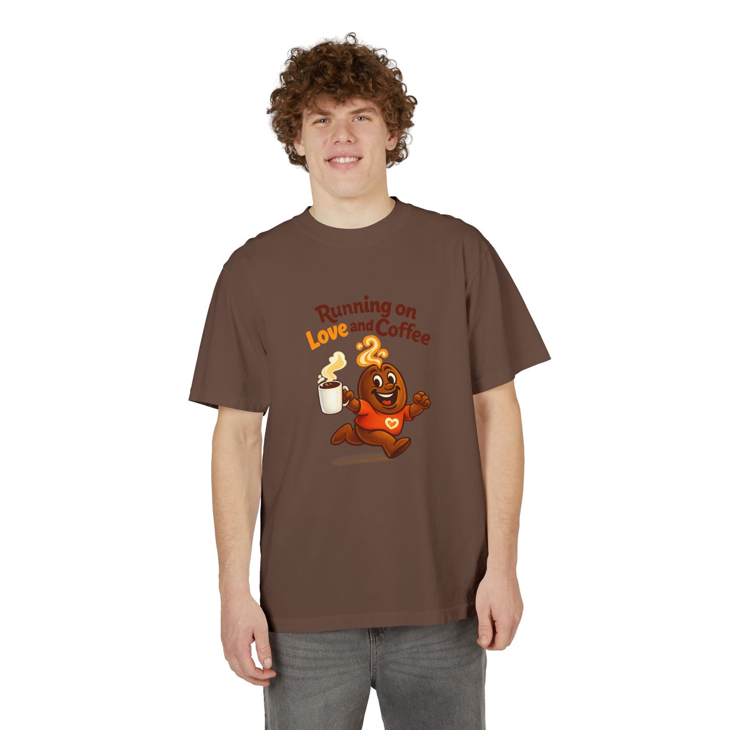 Free The Bean Running On Love & Coffee Unisex Drop-Shoulder Tee