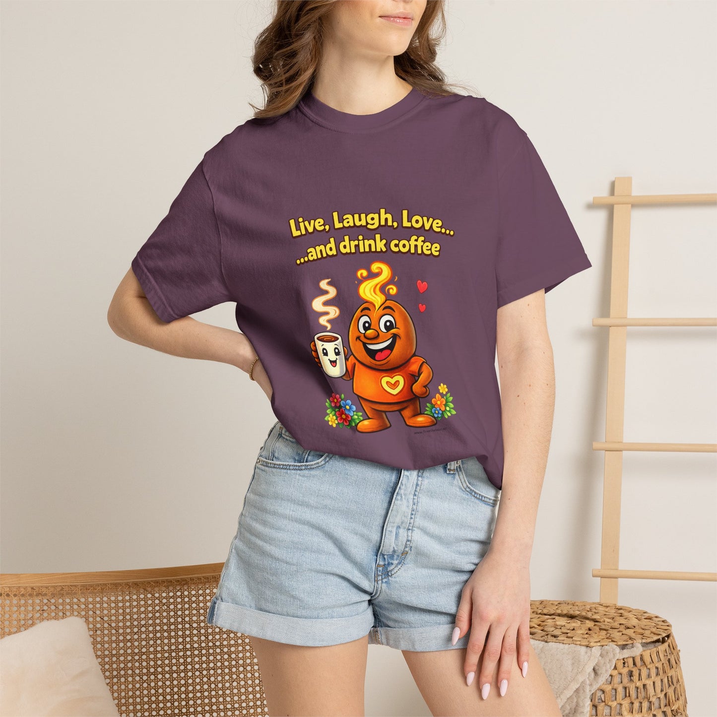Live, Laugh, Love... and drink coffee — Comfort Colors Tee