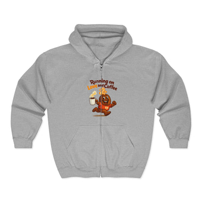 Free The Bean Running On Love & Coffee Comfort Unisex Hooded Sweatshirt