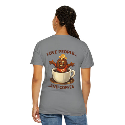 Coffee Lovers T-Shirt — “Love People... and Coffee” Cute Coffee Cup Design