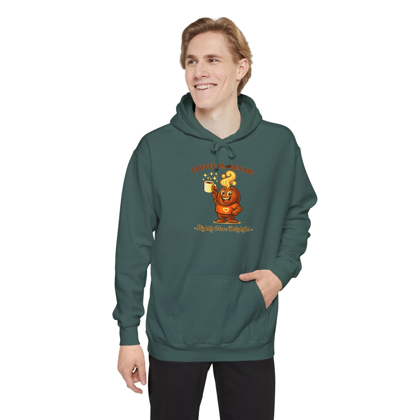 Coffee Makes Me Slightly More Delightful — Comfort Colors Hoodie