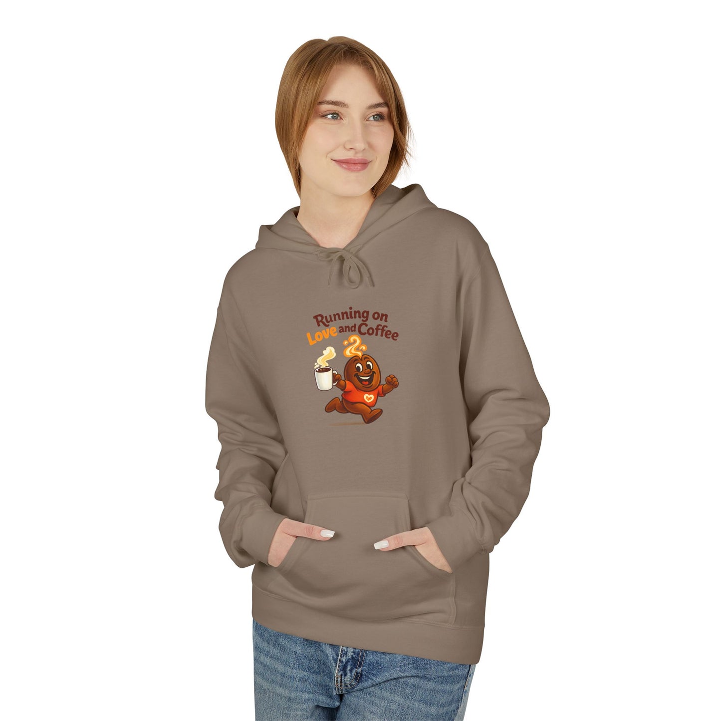 Free The Bean Running On Love & Coffee Unisex Fleece Hoodie