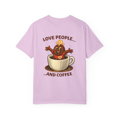 Coffee Lovers T-Shirt — “Love People... and Coffee” Cute Coffee Cup Design