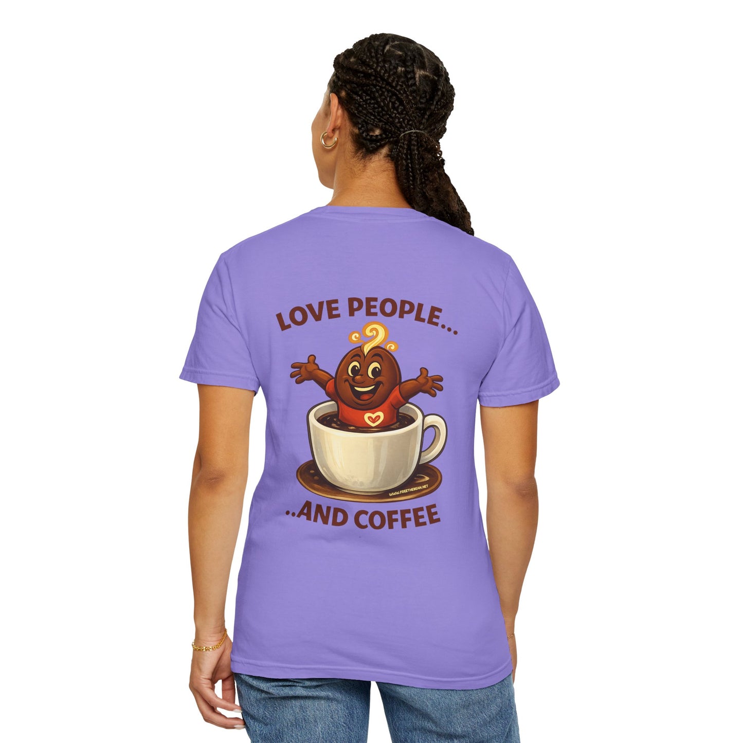 Coffee Lovers T-Shirt — “Love People... and Coffee” Cute Coffee Cup Design