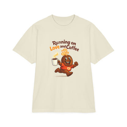 Free The Bean Running On Love & Coffee Unisex Drop-Shoulder Tee