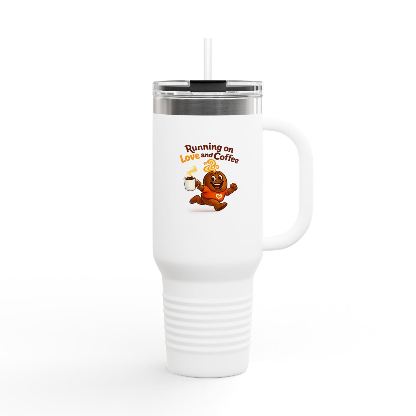 Free The Bean Running On Love & Coffee Insulated Travel Mug, 40oz
