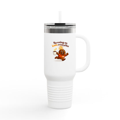 Free The Bean Running On Love & Coffee Insulated Travel Mug, 40oz
