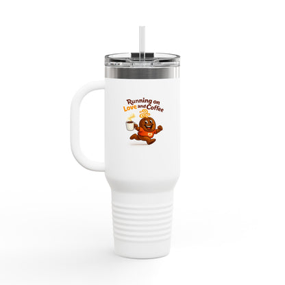 Free The Bean Running On Love & Coffee Insulated Travel Mug, 40oz