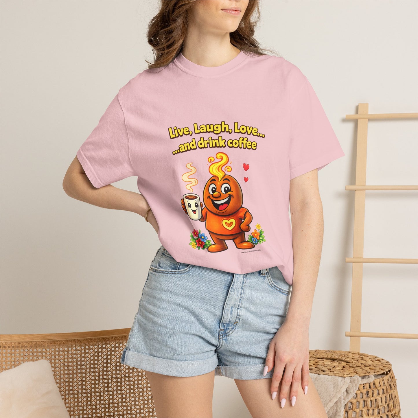 Live, Laugh, Love... and drink coffee — Comfort Colors Tee
