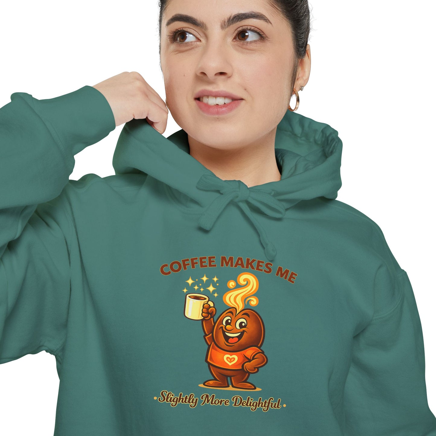 Coffee Makes Me Slightly More Delightful — Comfort Colors Hoodie